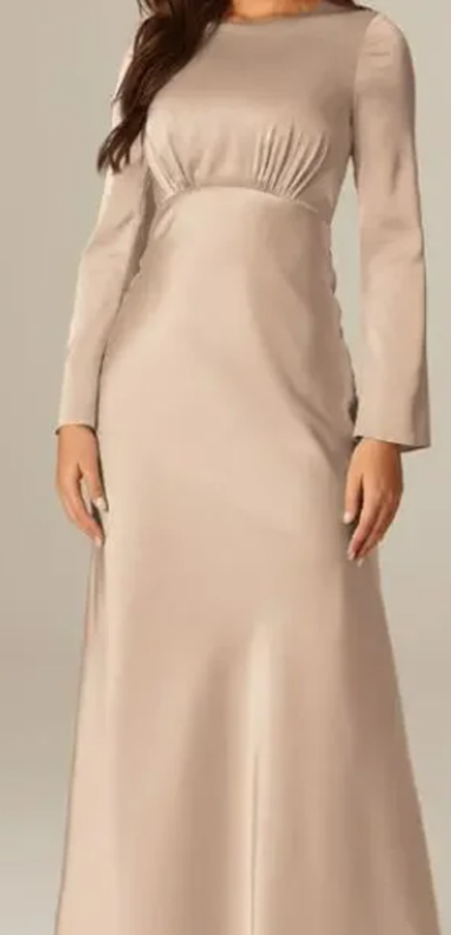 AW BRIDAL 6 S Champagne Ginevra satin crystal formal  bridesmaid dress NEW B28